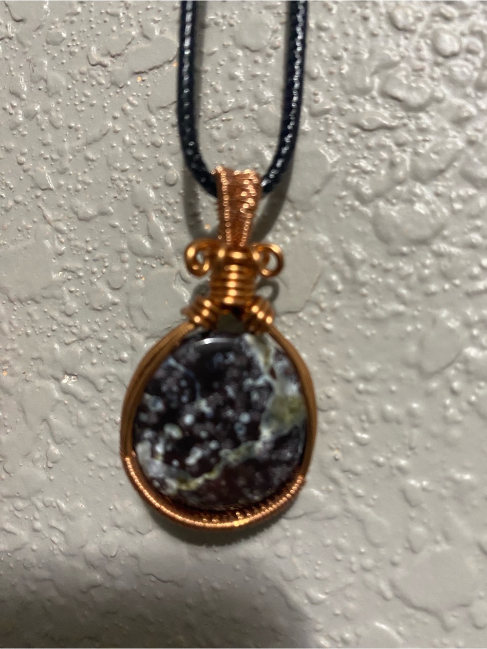Handcrafted Black and Copper Stone Pendant Necklace